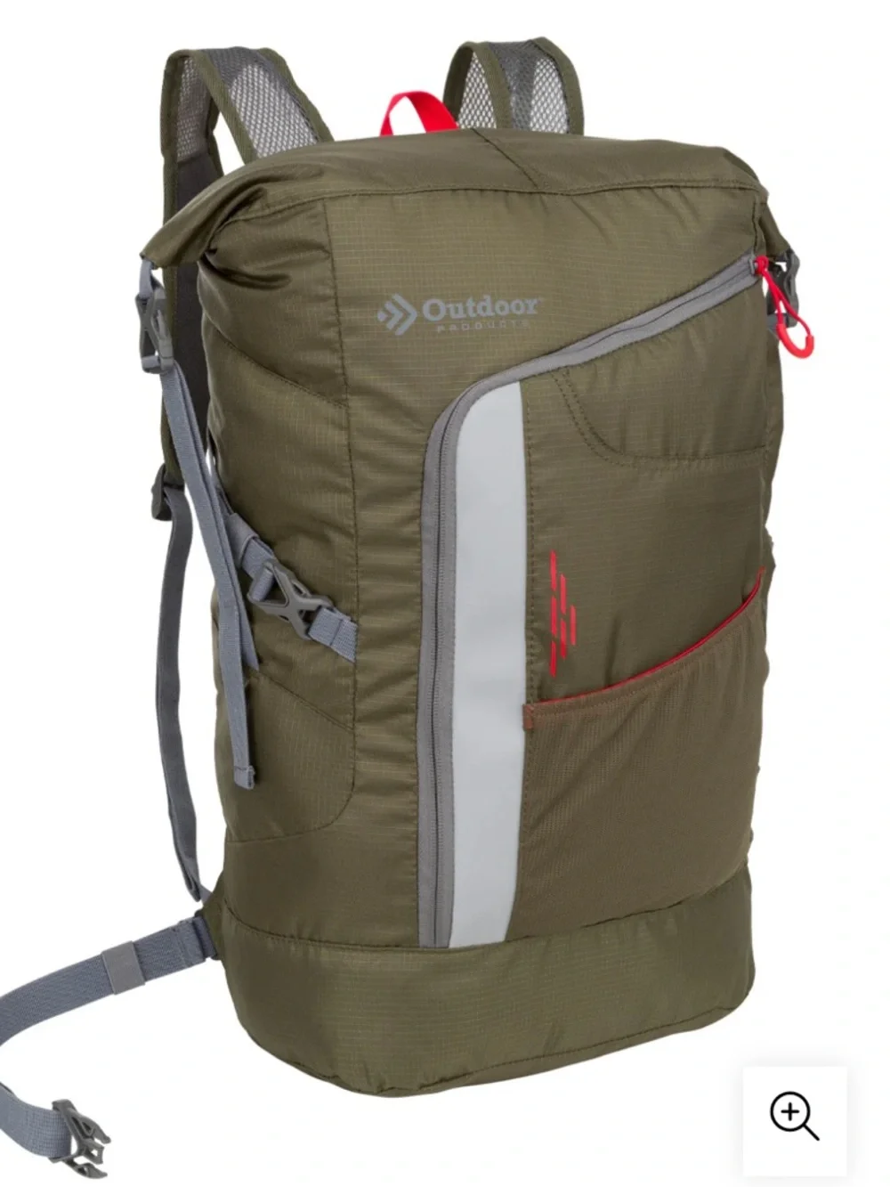 Outdoor Products green roll-top camping backpack